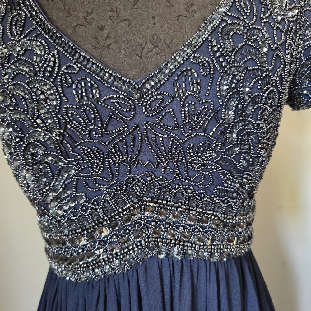 Adrianna Papell Navy Beaded Maxi Dress - Picture 5 of 15